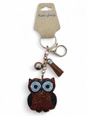 Rhinestone Owl Keychain / Bag Charm